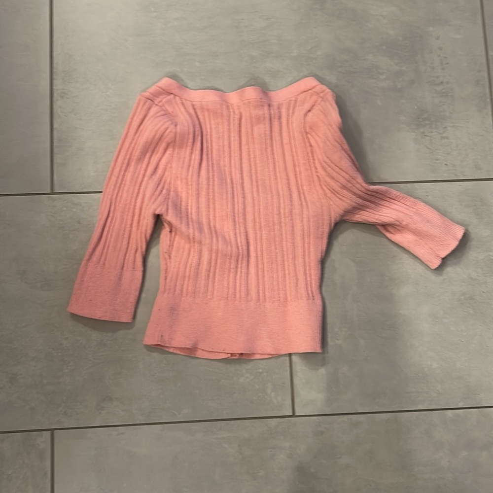 Pink Ribbed Button-Up Cardigan - Picture 2 of 3